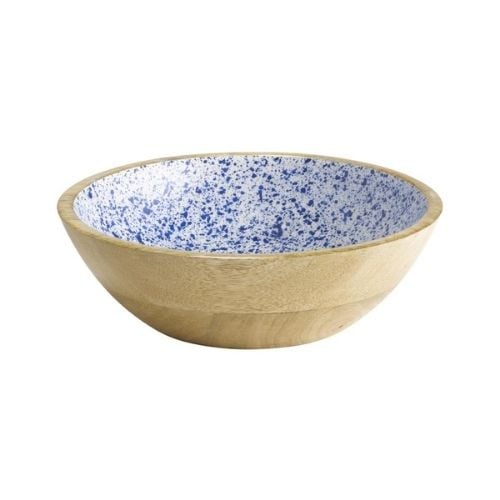 Aps Mango Wood Bowl Ø24xH7.5cm,White & Blue