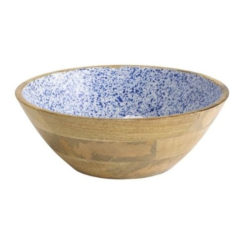 Aps Mango Wood Bowl Ø30xH10.5cm,White & Blue