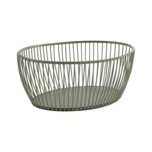 APS Metal Oval Basket L20xW15xH8cm, Smoke Green, Svart