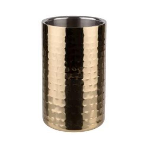 APS Stainless Steel Double Wall Bottle Cooler Ø12xH20cm, Hammered Gold
