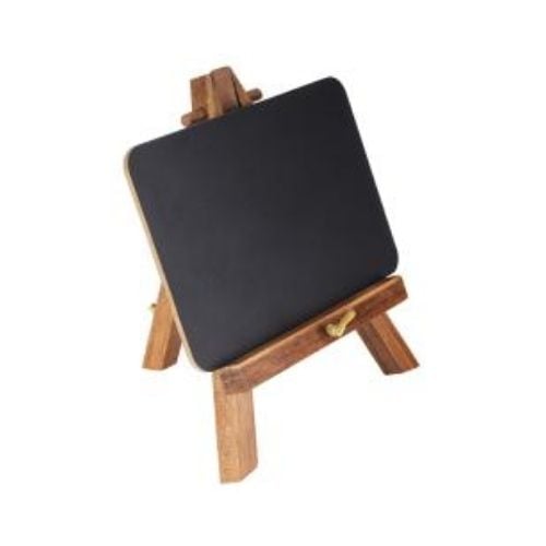 APS Table Chalk Board With Acacia Wood Easel Stand L13.5X10xH19cm, Black