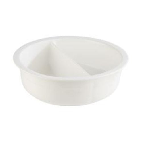 APS Porcelain Round Insert Divided For Chafing Dish 12330, 12335, 12336, 12337, 12338, 12339, Ø29.5xH 9cm, 1.4L Each, White, Orbit