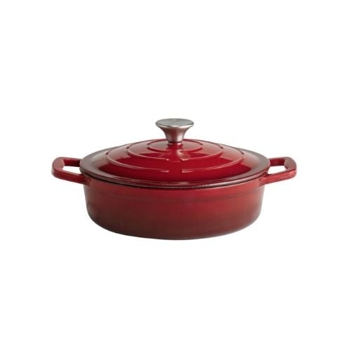 APS Enameled Cast Iron Round Low Casserole Ø25xH7cm, 2.5L, Red