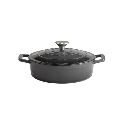 APS Enameled Cast Iron Round Low Casserole Ø25xH7cm, 2.5L, Anthracite