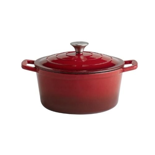 APS Enameled Cast Iron Round Casserole Ø25xH11.5cm, 4L, Red,