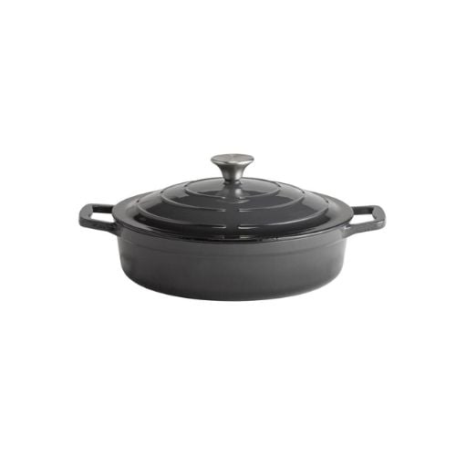 APS Enameled Cast Iron Round Low Casserole Ø28xH7cm, 3L, Anthracite
