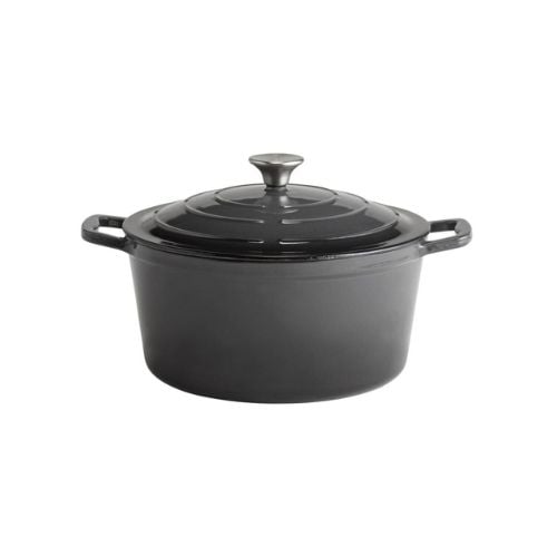 APS Enameled Cast Iron Round Casserole Ø28xH13cm, 6L, Anthracite