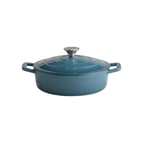 APS Enameled Cast Iron Round Low Casserole Ø25xH7cm, 2.5L, Turquoise
