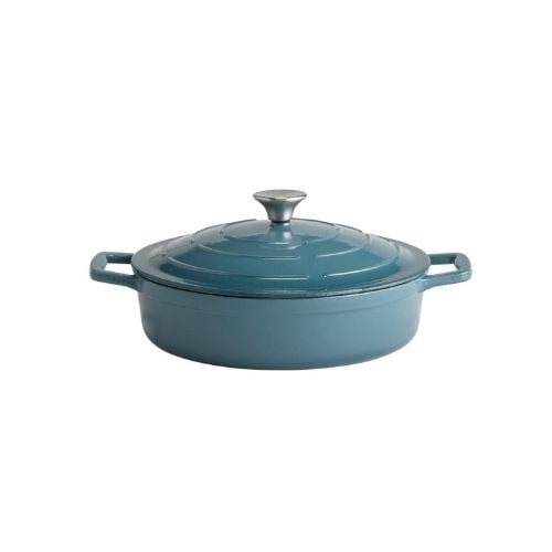 APS Enameled Cast Iron Round Low Casserole Ø28xH7cm, 3L, Turquoise