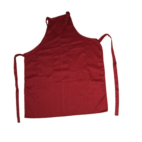 FULL SIZE COTTON APRON WITH 2 FRONT POCKETS L90xW73cm, MAROON