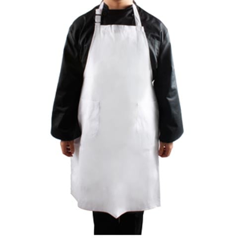 FULL SIZE COTTON APRON WITH 2 FRONT POCKETS L90xW73cm, WHITE