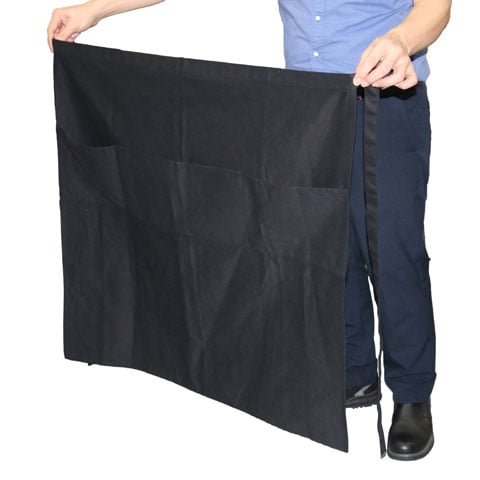 HALF SIZE COTTON APRON W/3-POCKETS L85xW90cm, BLACK