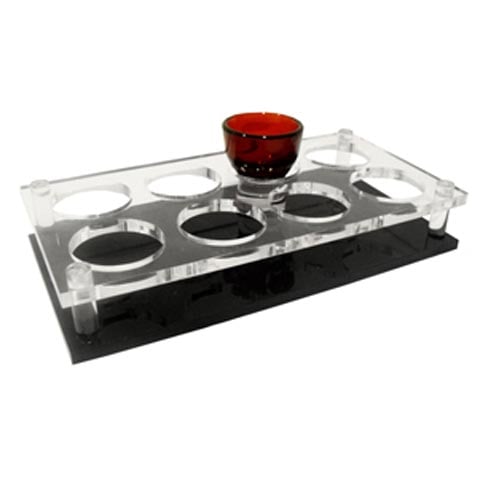8-Hole Rect Acrylic Glass Holder (Hole Ø5cm), 26x13.5cm