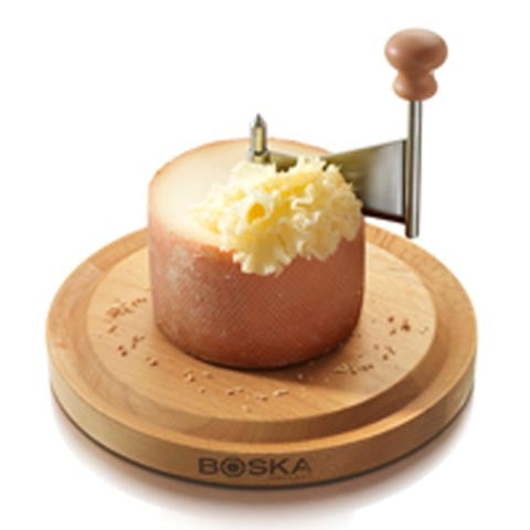 BEECH WOOD ROUND CHEESE CURLER BOARD WITH CURLING KNIFE