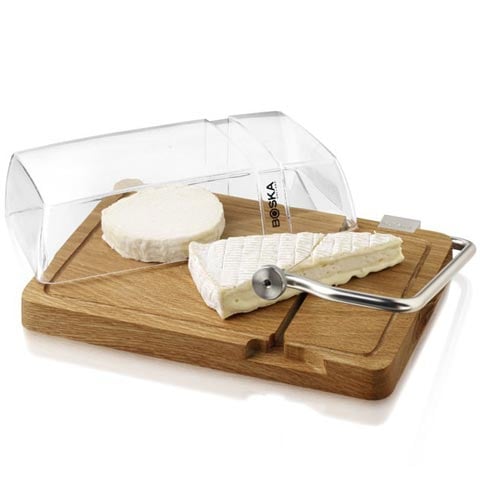 BEECH WOOD CHEESE BOARD WITH INTEGRATED KNIFE & DOME