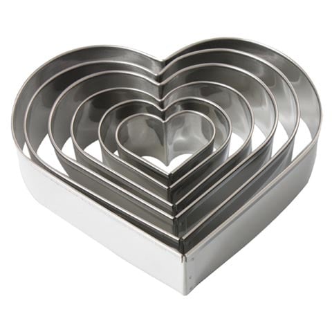 Stainless Steel Heart Pastry Cutter Set (9 Pieces), Ø3, 4, 5, 6, 7, 8, 9, 10 & 11cm