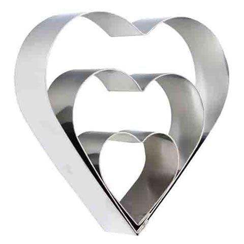 Stainless Steel Heart Pastry Cutter Set (3Pieces), 3.5, 6, 8.5 x H2cm