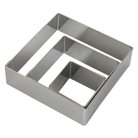 Stainless Steel Square. Pastry Cutter Set (3Pieces), 3, 5, 6.5 x H2cm