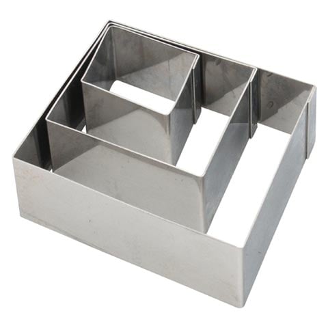 Stainless Steel Rectangle. Pastry Cutter Set (3Pieces), 2.5x3.5, 4.5x5.5, 6.5x7.5 x H2cm