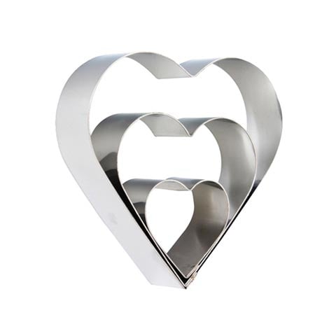 Stainless Steel Heart Pastry Cutter Set (3Pieces), 3.5, 6, 8.5 x H3.2cm