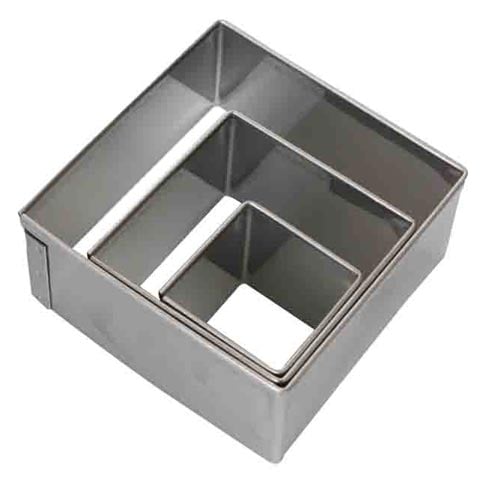 Stainless Steel Squareuare Pastry Cutter Set (3Pieces), 3, 5, 7 x H3.2cm