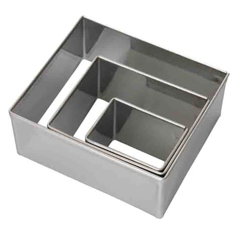 Stainless Steel Rectangle. Pastry Cutter Set (3Pieces), 2.5x3.5, 4.5x5.5, 6.5x7.5 x H3.2cm