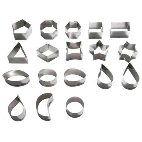 Stainless Steel Geometric Decorating Cutter Set (18Pieces), Ø2.5-4xH2cm