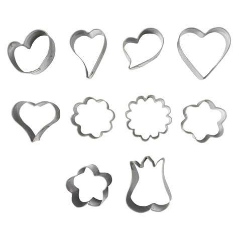 Stainless Steel Heart Decorating Cutter Set (10Pieces), Ø2.5xH2cm