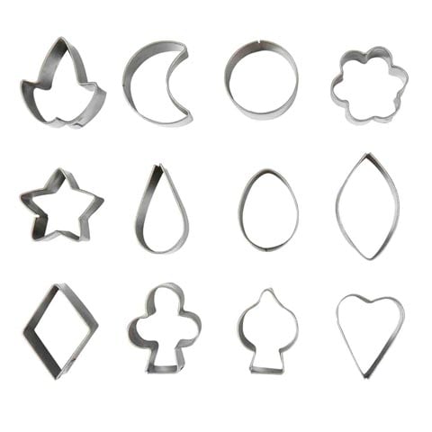 Stainless Steel Standard Shape Decorating Cutter Set (12Pieces), Ø3xH2cm