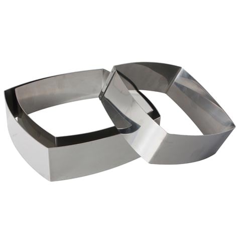 Stainless Steel Convex Square. Dessert Ring, L16xH5cm