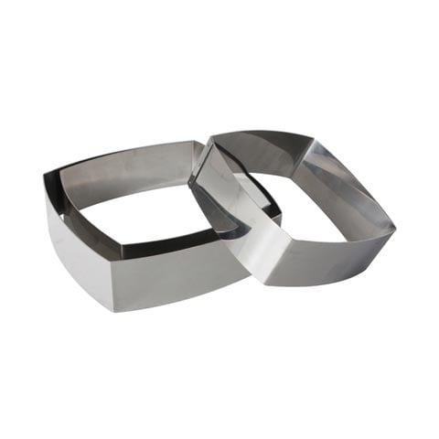 Stainless Steel Convex Square. Dessert Ring, L18xH5cm