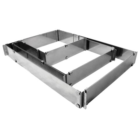 Stainless Steel Expandable Rectangle. Cake Ring (Min) L43xW29xH5cm - (Max) L85xW55xH5cm