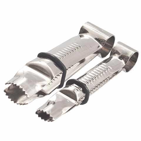 Stainless Steel Serrated Crimper Set 1/2" & 3/4", Open Curve