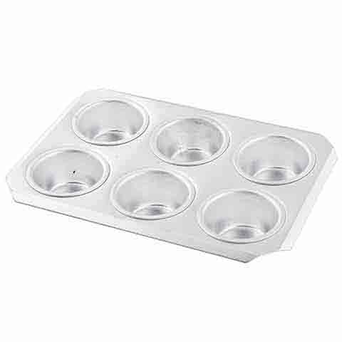 Aluminium Mini Muffin Pan 6 Cups Ø47xH25mm, L20xW13.8cm