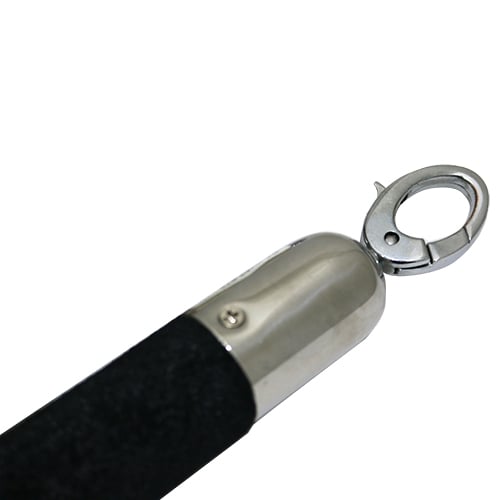 VELVET ROPE FOR Q-POST WITH MIRROR-FINISHED HOOK, Ø3.2xL150cm, BLACK