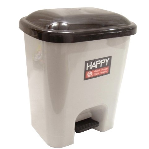 (22-01252) PLC SQ PEDAL BIN (525) GREY BASE + BLK LID W32xD26xH38cm, 15L