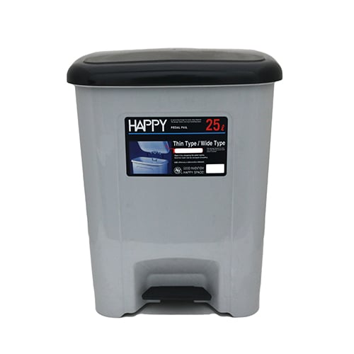 (22-01255) PLC SQ PEDAL BIN (535) GREY BASE + BLK LID W37xD28xH48cm, 25L