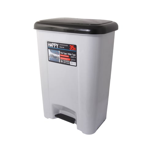 (22-01258) PLC SQ PEDAL BIN (537) GREY BASE + BLK LID W40xD30xH56cm, 35L