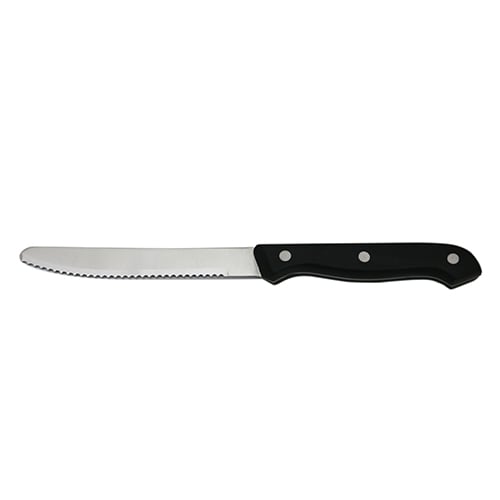 STEAK KNIFE WITH PLC HANDLE, L12.1cm BLADE, BLACK, ROUND END