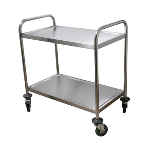 STAINLESS STEEL 2 TIER TROLLEY with 2 HANDLE