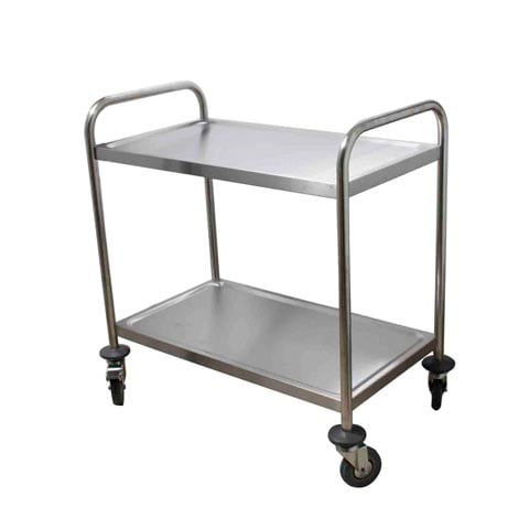 STAINLESS STEEL 2 TIER TROLLEY with 2 HANDLE