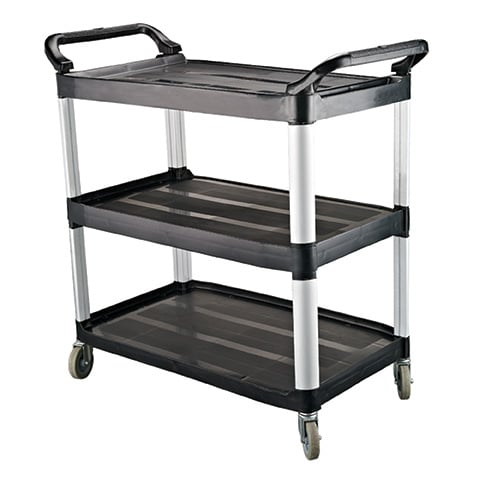 PLASTIC 3 TIER TROLLEY WITH 2-WHEEL BRAKE