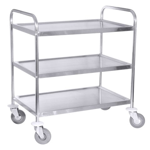 STAINLESS STEEL 3 TIER TROLLEY with 2 HANDLES