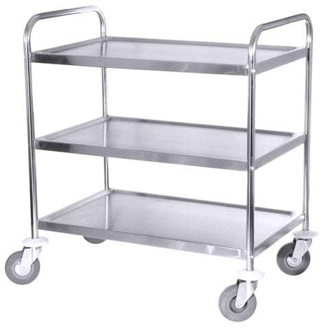 STAINLESS STEEL 3 TIER TROLLEY with 2 HANDLES