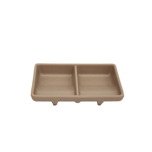 Iwamatsu Melamine Rectangle 2-Divided/ Compartment Sauce Dish L13xW8.4xH2.4cm, Brown