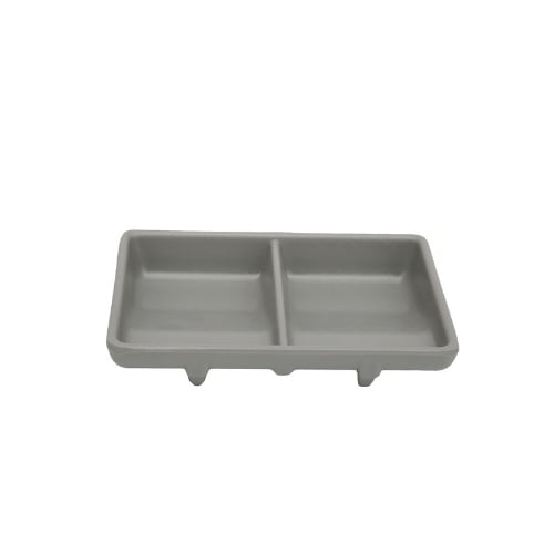 Iwamatsu Melamine Rectangle 2-Divided/ Compartment Sauce Dish L13xW8.4xH2.4cm, Grey