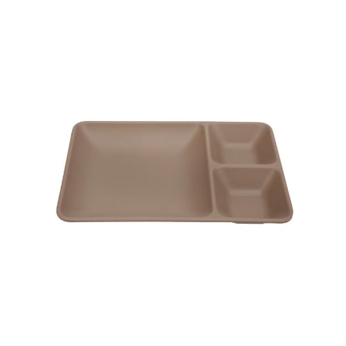 Iwamatsu Melamine Rectangle 3-Divided/ Compartment Plate L24xW16.5xH3.1cm, Brown