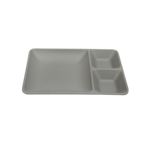 Iwamatsu Melamine Rectangle 3-Divided/ Compartment Plate L24xW16.5xH3.1cm, Grey