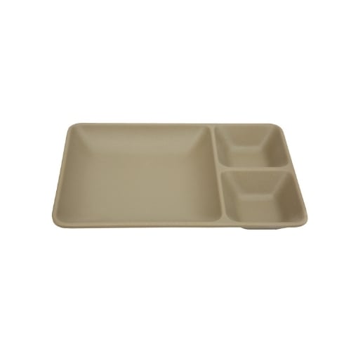 Iwamatsu Melamine Rectangle 3-Divided/ Compartment Plate L24xW16.5xH3.1cm, Dark Beige