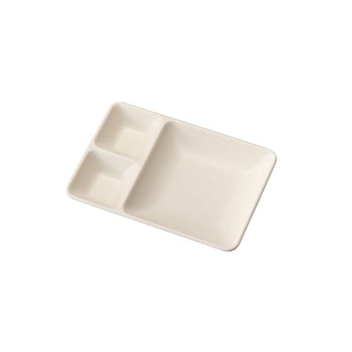 Iwamatsu Melamine Rectangle 3-Divided/ Compartment Plate L24xW16.5xH3.1cm, White